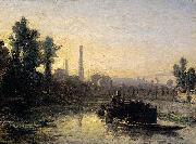 Johan Barthold Jongkind River View in France, Possibly near Pontoise Sweden oil painting artist